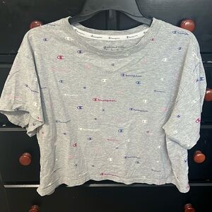 Women’s Champion crop top multi colored logos